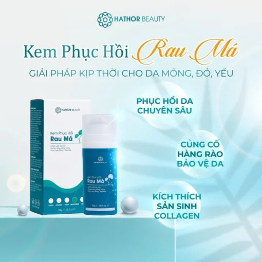 Kem phục hồi Rau Má Dưỡng ẩm Sáng da Bảo vệ da Tăng sinh Collagen cứu tinh cho da mỏng đỏ yếu Hathor Beauty 30g - Ảnh 5